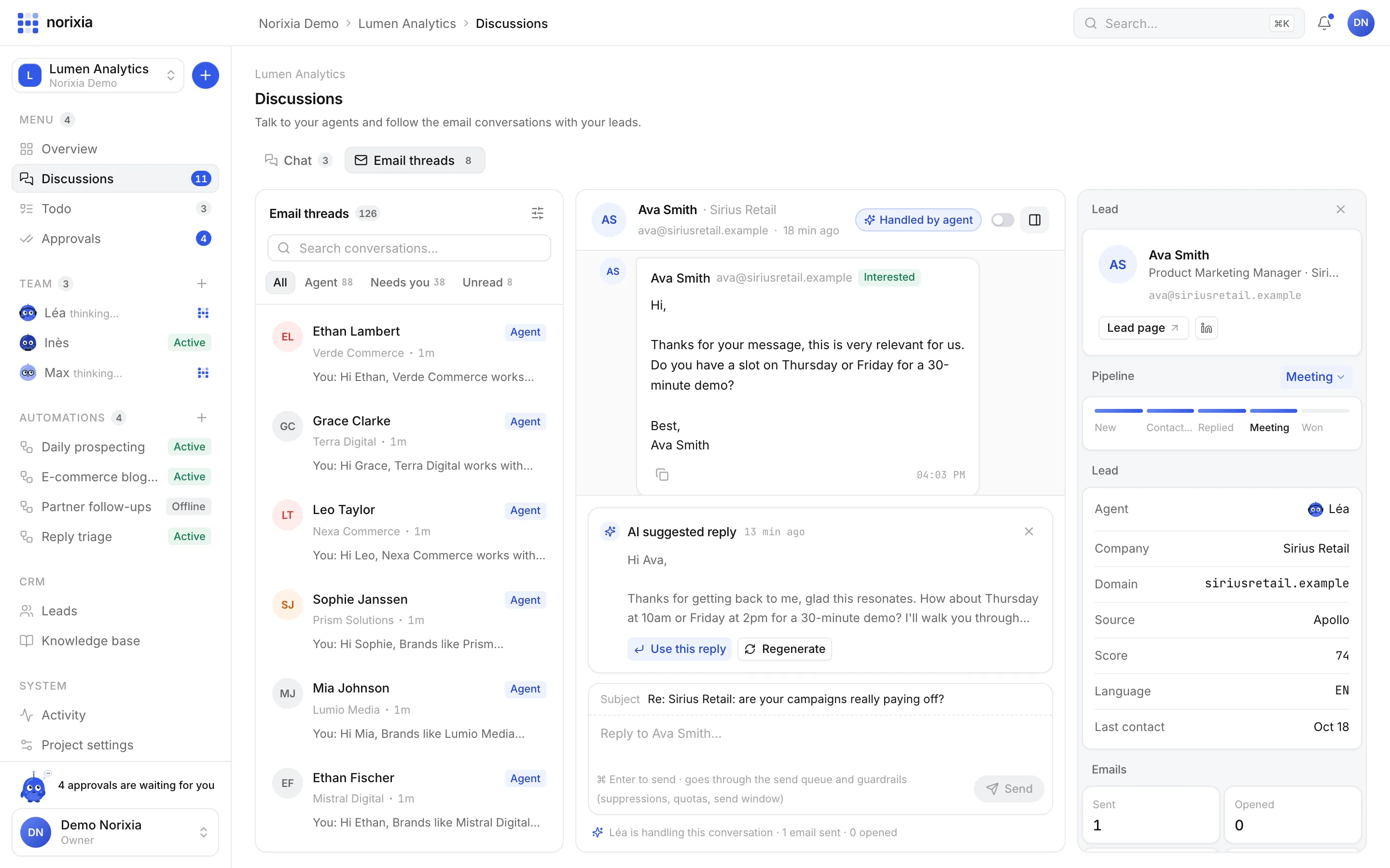 Email threads with an AI suggested reply